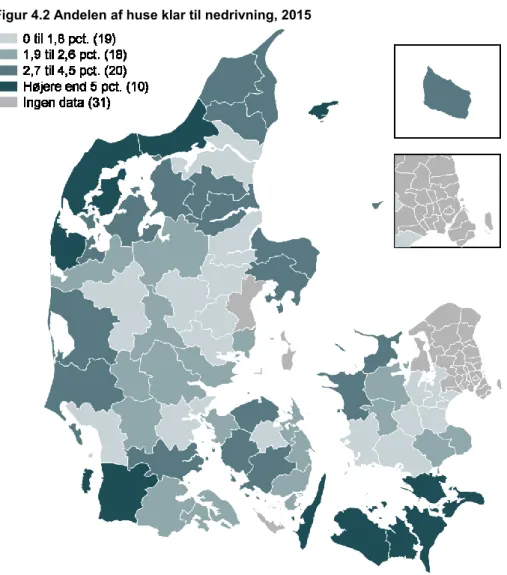 Figur 4.2 Andelen af huse klar til nedrivning, 2015 