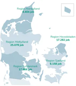 Figur 8: Geografisk fordeling af grønne job 2018