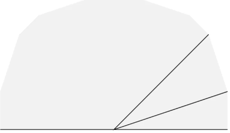 Figure 10: The Gr¨ obner fan in Example 4.3.2. The Gr¨ obner region is R × R ≥0 . 4.3 Definition of the Gr¨ obner fan