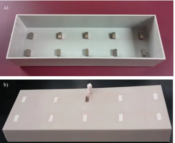 Fig. 3.5: (a) “Negative” mould in which silicon was casted (b) the resulted silicon mould (Type IIa).