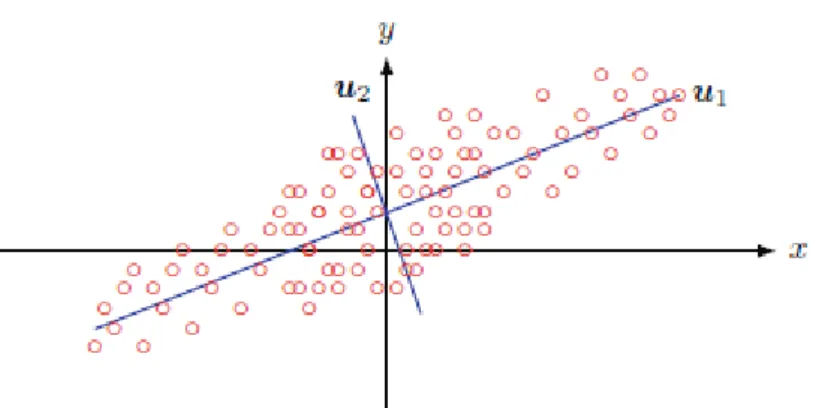 Figure 1: Principal axes over a 2­dimensional data set Source: [23]