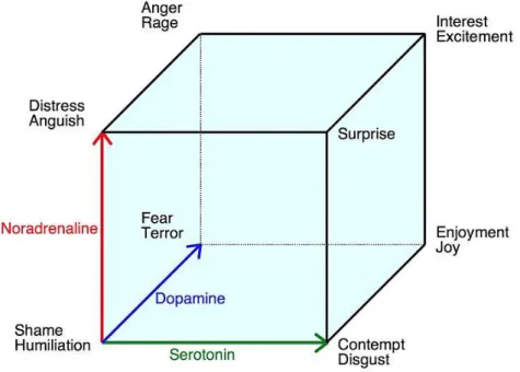 Figure 2: Lövheim Cube of Emotion. Reproduced from [Figure 2]. (Lövheim, 2011) 