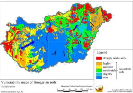 Figure 5. Vulnerability of Hungarian soils to acidification 