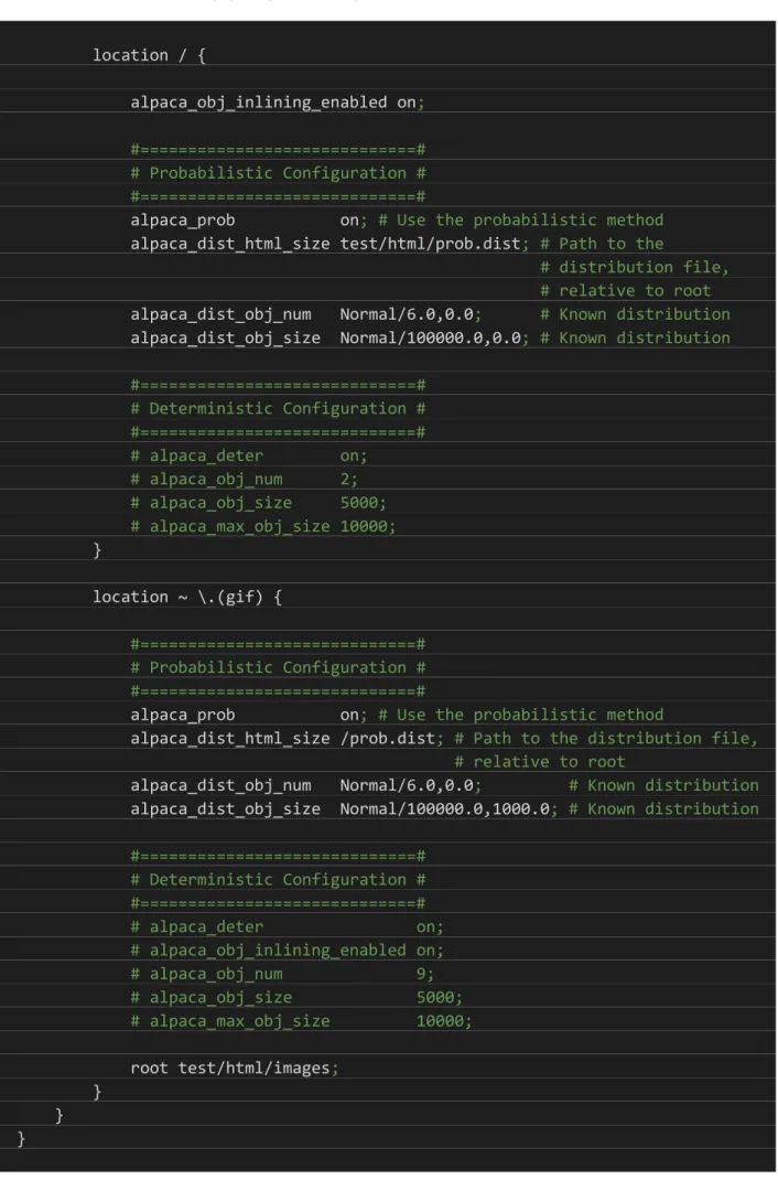 Figure 11: NGINX Configuration Example with ALPaCA Directives