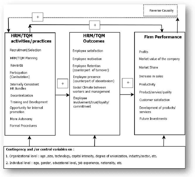 Figure 16 HRM/TQM activities in relation to HRM/TQM outcomes and business performance 