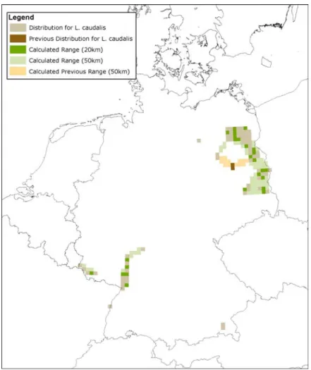 Figure 4: Image shows a difference between the range calculated with 20 km and 50 km  gap distances