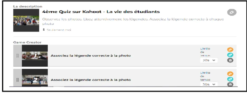 Figure 4 : quiz Kahoots disponibles sur : https://create.kahoot.it/l/#user/91c35d79-a26b-