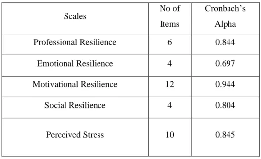 Table 1. Cronbach a of the questionnaire scales. 