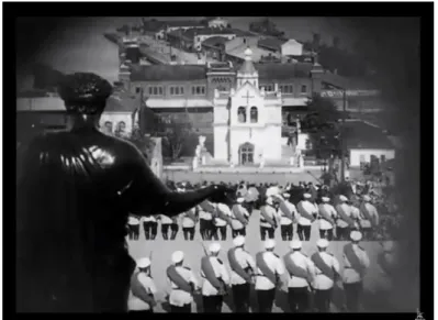 Fig. 2. Farreras (2021). The Tsarist Troops at the  Steps [screenshot] (Mosfilm-Youtube)