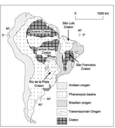 Fig. 3. Main tectonic units of South America (after Alkmim and Marshak, 1998). The Rio de la Plata Craton is dashed because it is poorly exposed.