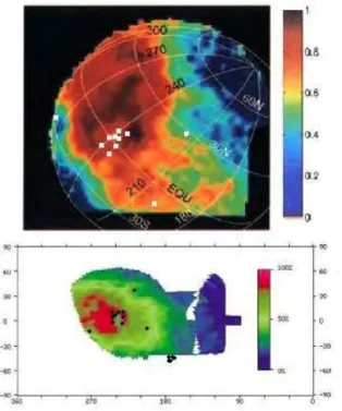 Fig. 2. Global distribution of “non ice-mixtures” as measured  by NIMS onboard Galileo