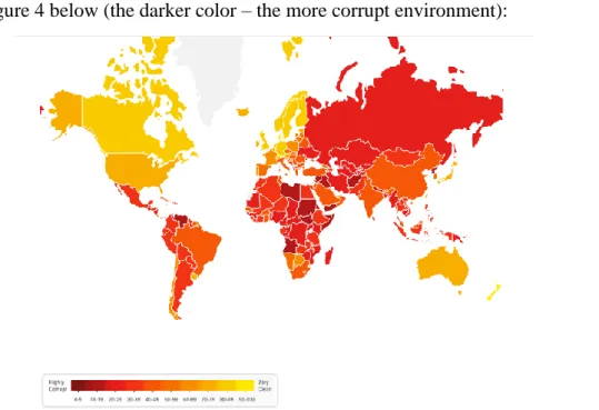 Figure 4: Corruption Perception Index in the world (Source: Transparency International, 2017) 