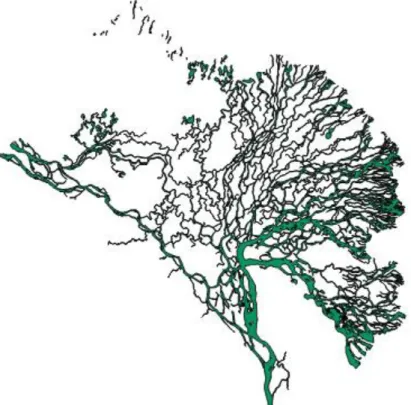 Figure 2.9. Vector scheme of main river channels of the Lena Delta. Scale 1: 2 500 000