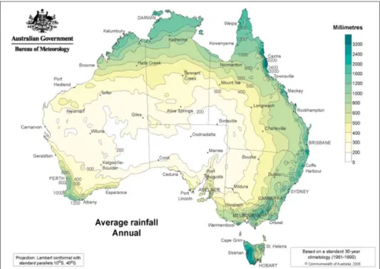 Figure 4. Average annual precipitation in Australia 