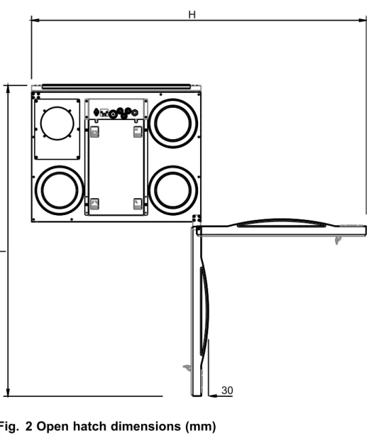 Fig. 2 Open hatch dimensions (mm)