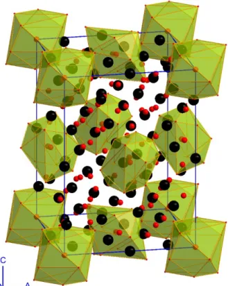 Figure 5. Illustration of the refined U 3 O 7  crystal structure at 1.5 K, in the expanded unit cell  (P4 2 /n) with lattice parameters A = B = 12.0018(3) Å, C = 16.6239(7)