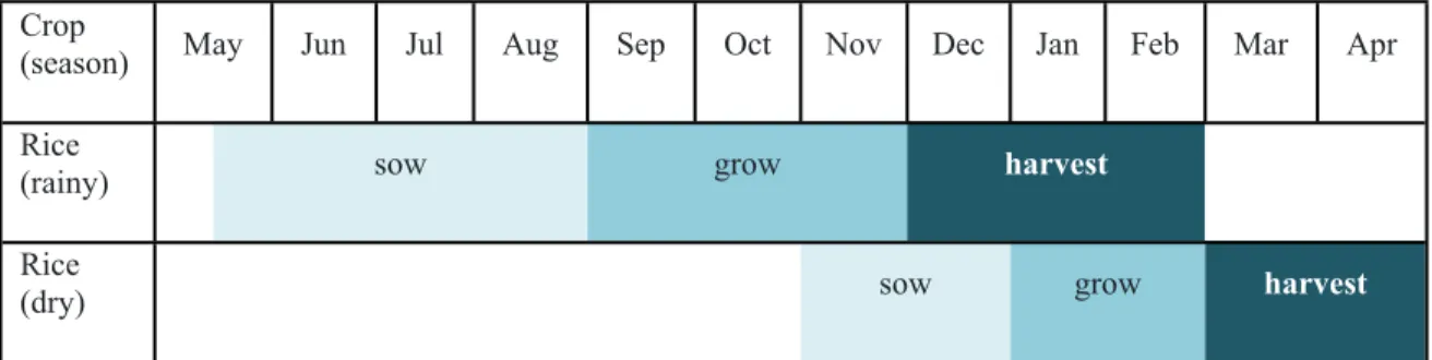 Figure 1:  Rice Crop Calendar Crop 