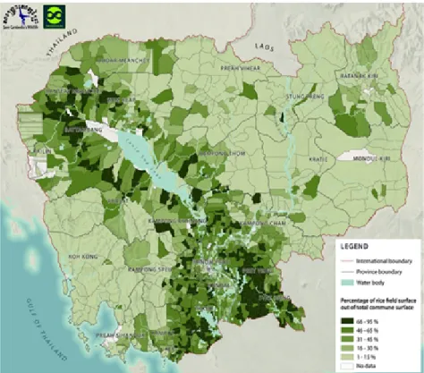 Table 1, Table 2, Table 3, Table 4, and Figure 7 present trend and recent rice-production figures by  province.