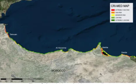 Figure 5: Coastal risk map for Morocco coastline 
