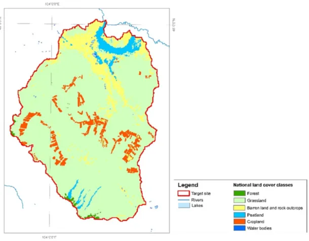 Figure 13.  Land cover and land use of the Tsagaan target area Centroid coordinates: 104? 17' 3.148" E; 47? 33' 14.344" N