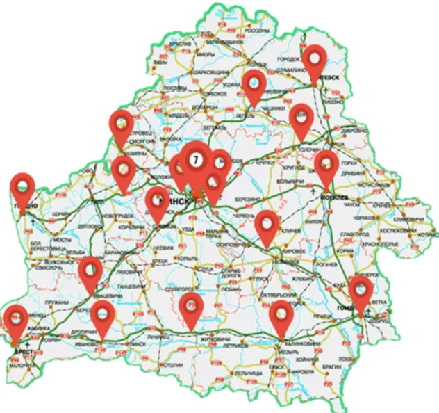 Figure 2: Layout of pilot super-fast charging station in Minsk at Gas Station No. 13 located on  Uborevicha str., 105