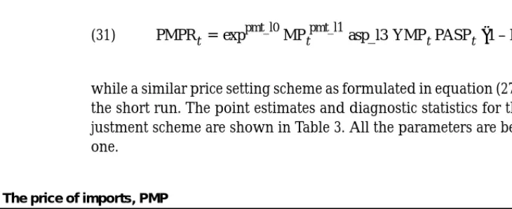 TABLE 3 - The price of imports, PMP