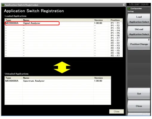図 3.5.1-2    Application Switch Registration 画面 