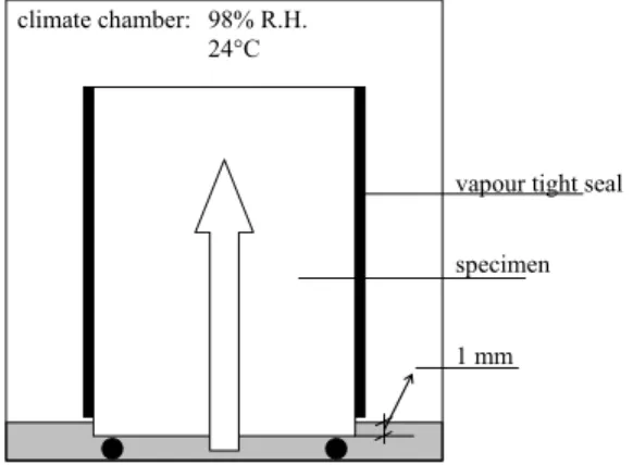 Fig. 4.3 Schematic view of a capillary uptake experiment 