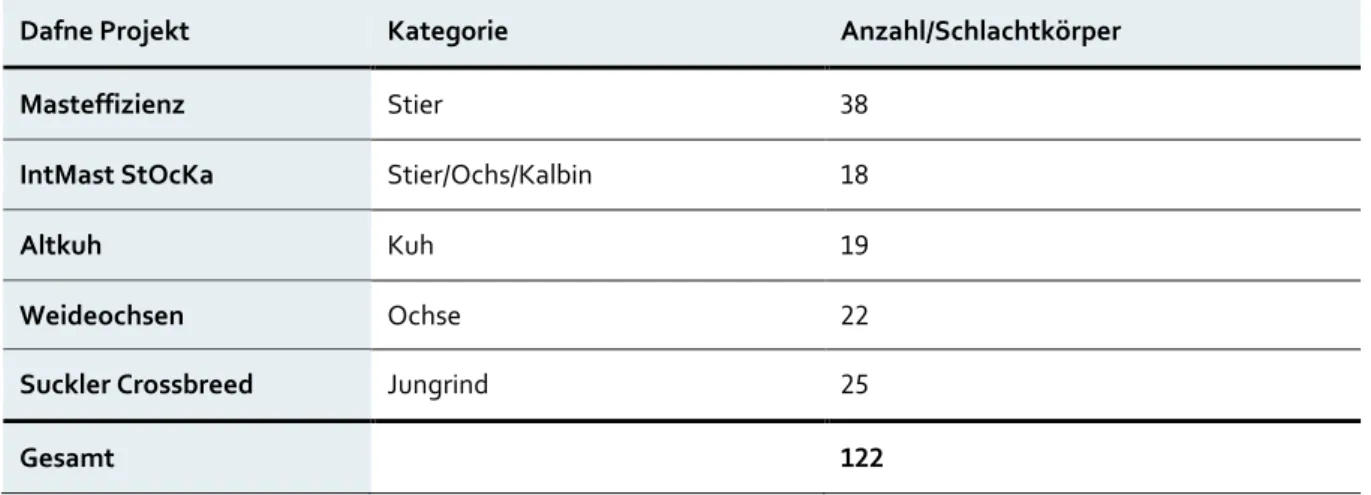 Tabelle 1: Anzahl der Schlachtkörper 
