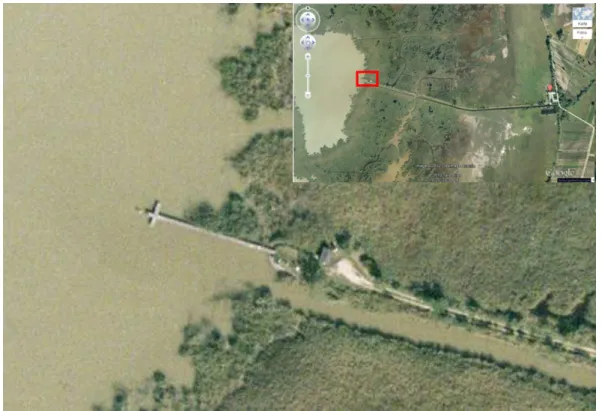 Abbildung 8: Biologische Station/Steg (Google – Kartendaten 2012, besucht am 13.03.2012,  47.769979N, 16.752816W, 