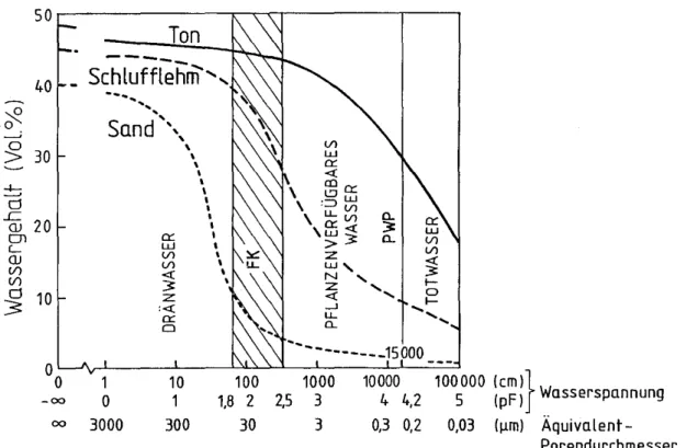 Abbildung 3: Die pF-Kurve (aus Ehlers, 1996) 
