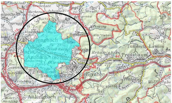 Abbildung 14: Die Gemeinde Maria Anzbach  Quelle: NÖ Atlas (2009) 