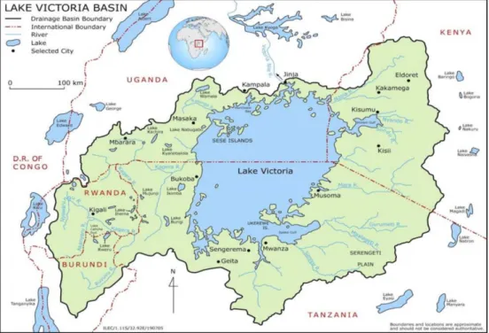 Figure 6: Map of Lake Victoria and its basin. Source, Kayombo and Jorgensen (2006). 