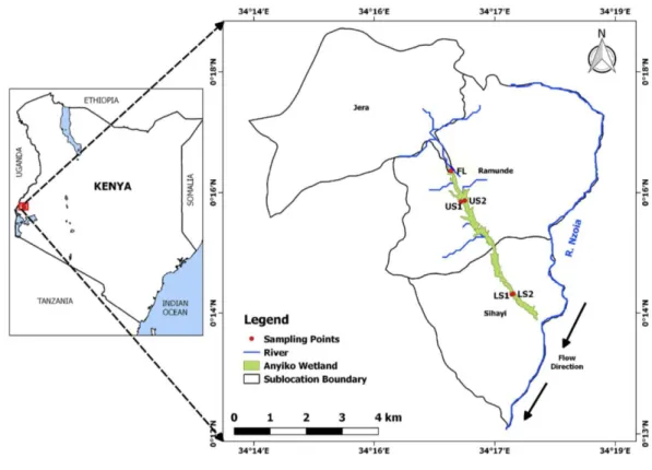 Figure 7: Map showing location of the Anyiko wetland. 