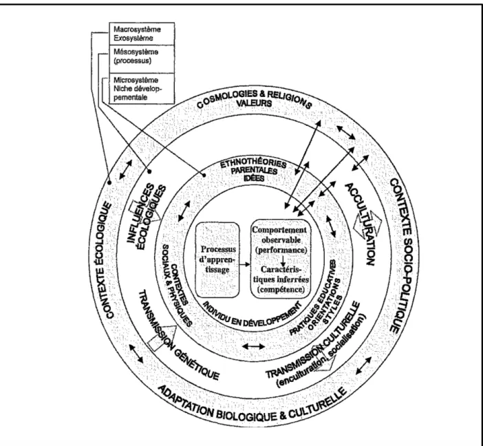 Figure 4 : Niche développementale dans la perspective écosystémique (Dasen 2004) 