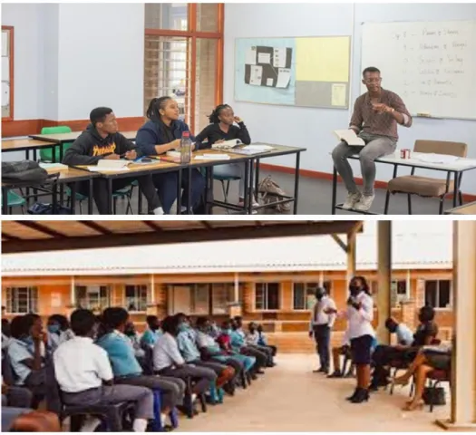 Figure 3 :  The image shows mentorship in Maruapula, a Private school in an Urban Area, and the  bottom image shows the mentorship in Chobe senior high school, a public school in a village