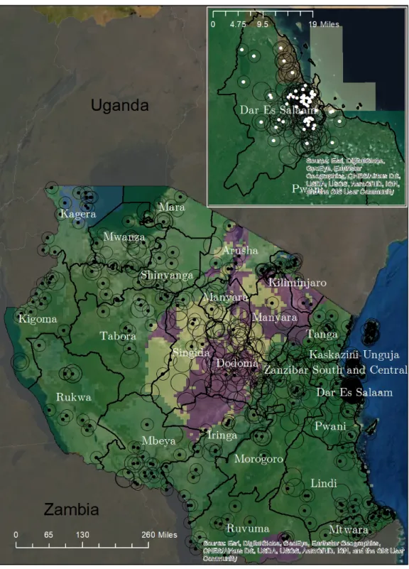 Figure 1: Survey Households Overlayed on Tanzanian Agricultural Ecological Zones; Source: