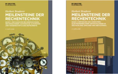 Abb. 6 (links): Titelbild von Band 1 der „Meilensteine der Rechentechnik“ mit Rundbaumaschine von Sau- Sau-ter (© De GruySau-ter, Berlin/Stadtmuseum Göteborg) 