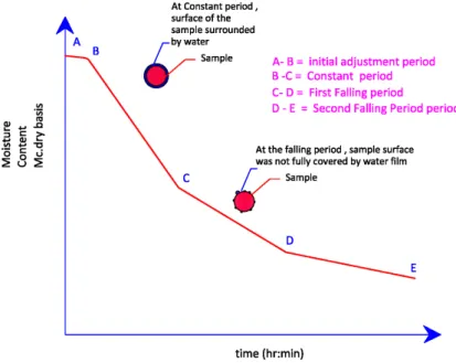 Figure 2-7: Typical drying curve. Moisture content vs drying time. 