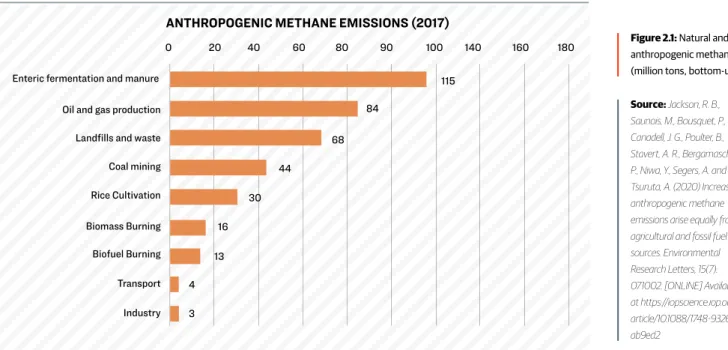 Figure 2.1: Natural and  anthropogenic methane emissions  (million tons, bottom-up approach)