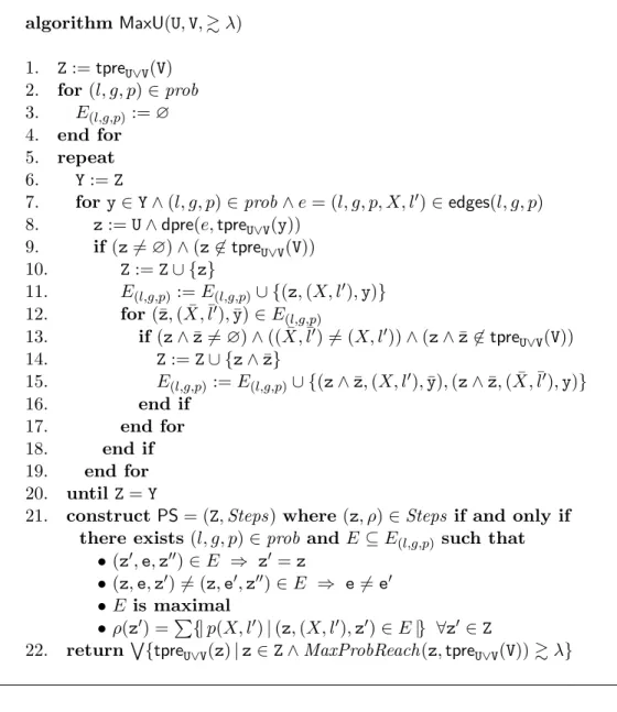 Figure 5: Algorithm MaxUntil(·, ·, &amp; λ)