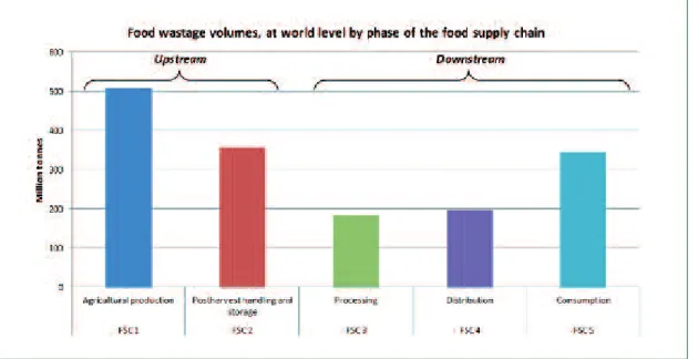Figure 3: Food wastage volumes, at world level by phase of the food supply chain