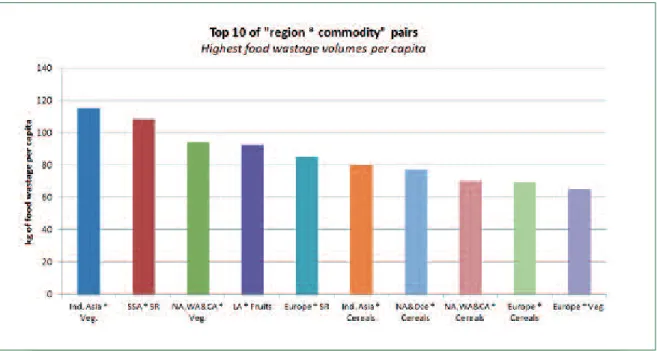 Figure 6: Top 10 of “region*commodity” pairs for food wastage volumes per capita
