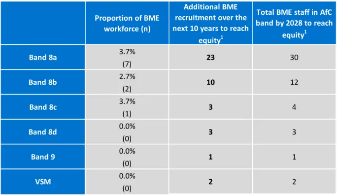 Table 2. Goal setting for bands 8a-VSM BME recruitment for North Bristol NHS Trust   