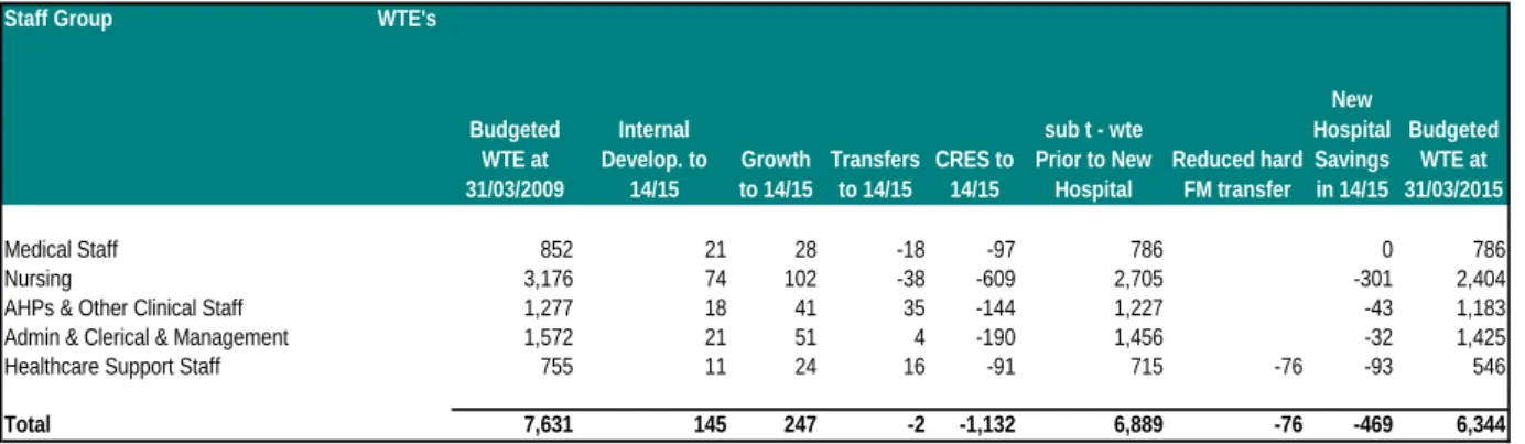 Table 5.5.i Summary of workforce changes